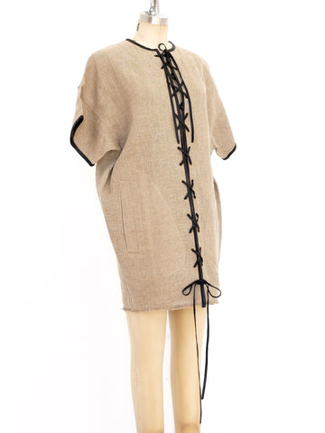 Celine Lace Up Linen Dress