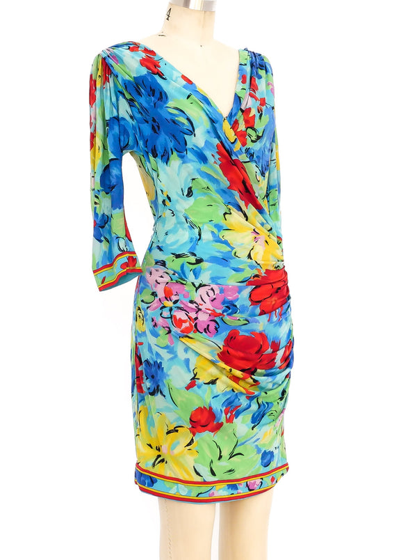 Leonard Floral Jersey Wrap Style Dress Dress arcadeshops.com