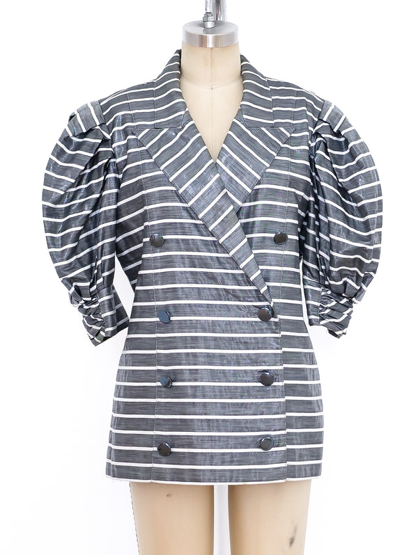 Metallic Stripe Short Sleeve Jacket Jacket arcadeshops.com