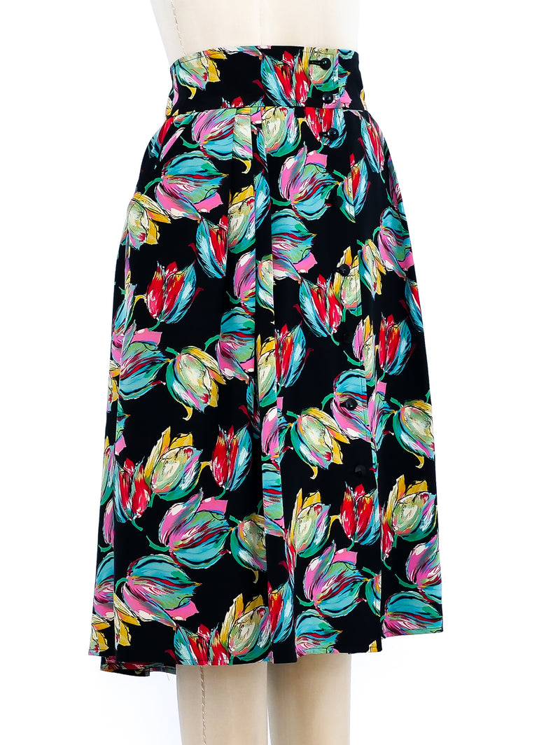 Ungaro Floral Midi Skirt Bottom arcadeshops.com