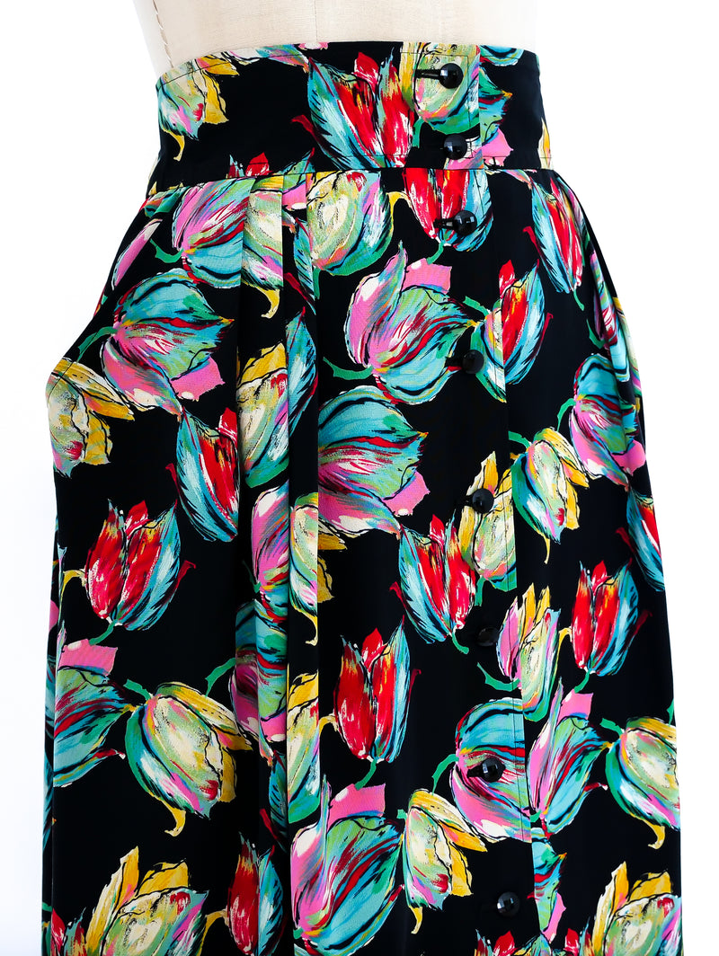 Ungaro Floral Midi Skirt Bottom arcadeshops.com