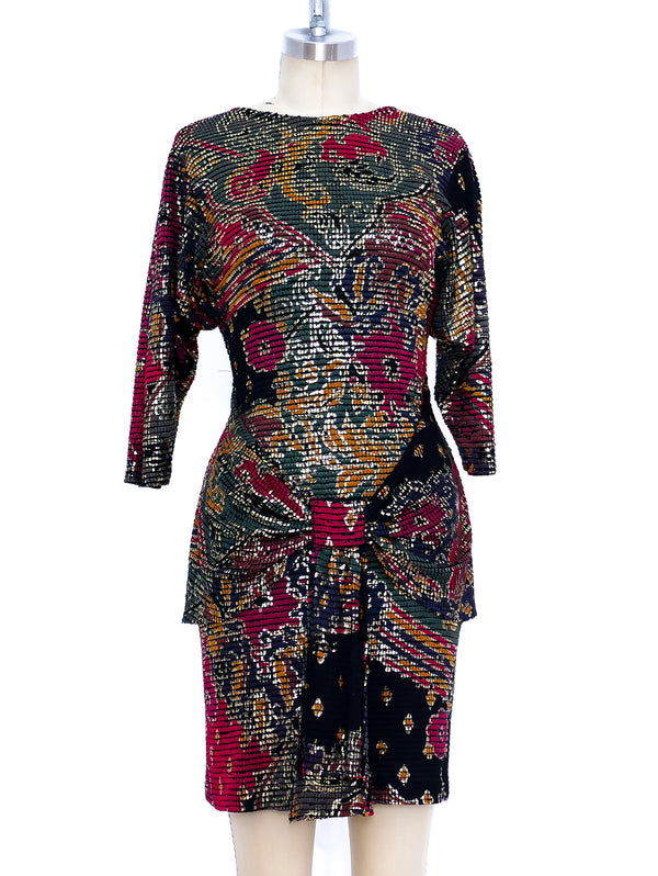 1990's Metallic Printed Mosaic Mini Dress Dress arcadeshops.com