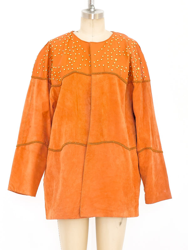 Studded Orange Suede Jacket Jacket arcadeshops.com