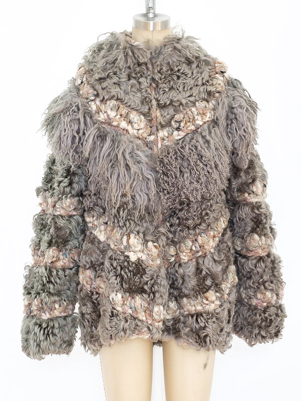 Chevron Hand Knit Fur Jacket Jacket arcadeshops.com
