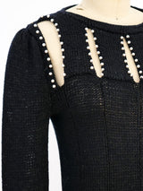 Faux Pearl Embellished Cutout Sweater Top arcadeshops.com