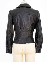 Black Leather Cropped Jacket Jacket arcadeshops.com