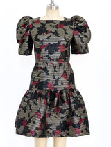 Metallic Floral Tiered Cocktail Dress Dress arcadeshops.com