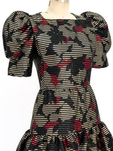 Metallic Floral Tiered Cocktail Dress Dress arcadeshops.com