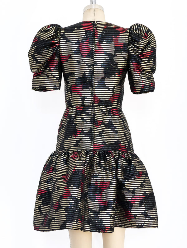 Metallic Floral Tiered Cocktail Dress Dress arcadeshops.com