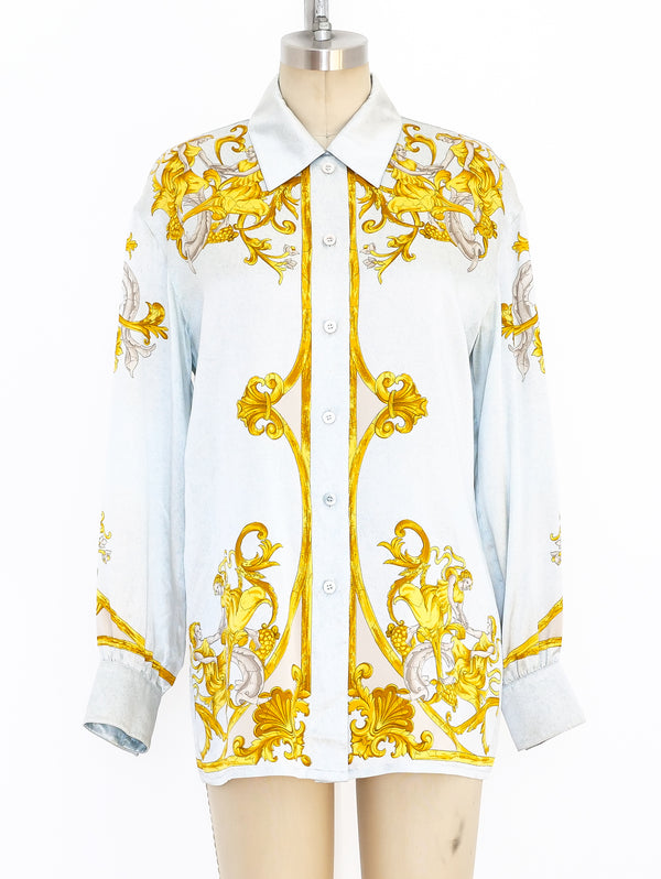 Escada Baroque Print Silk Blouse Top arcadeshops.com