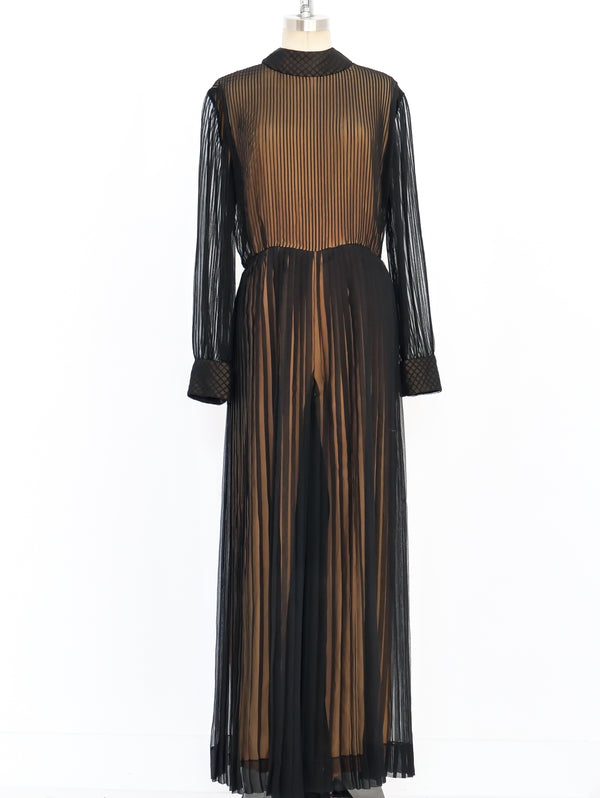 Pleated Illusion Chiffon Jumpsuit Suit arcadeshops.com
