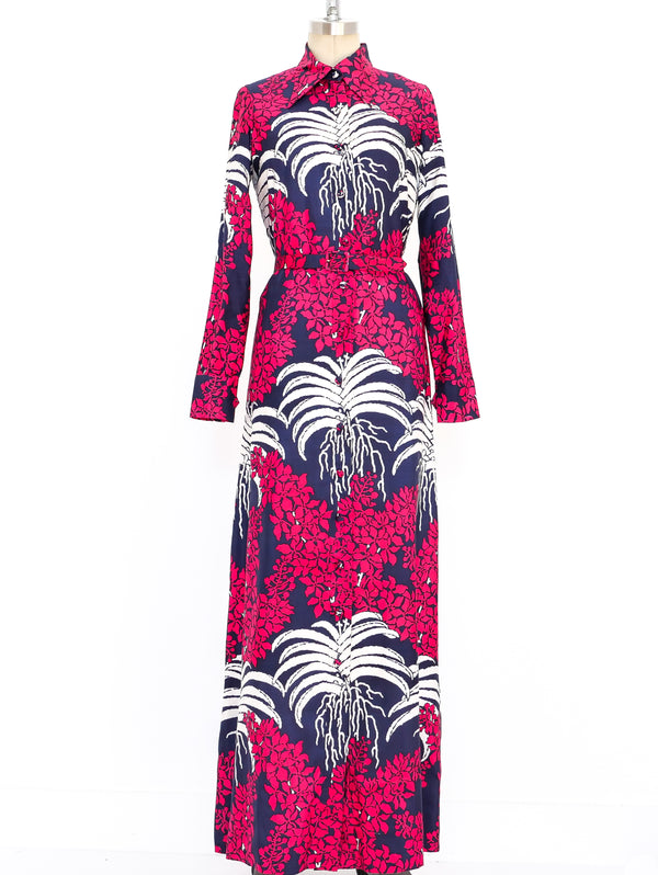Floral Print Thai Silk Maxi Dress Dress arcadeshops.com