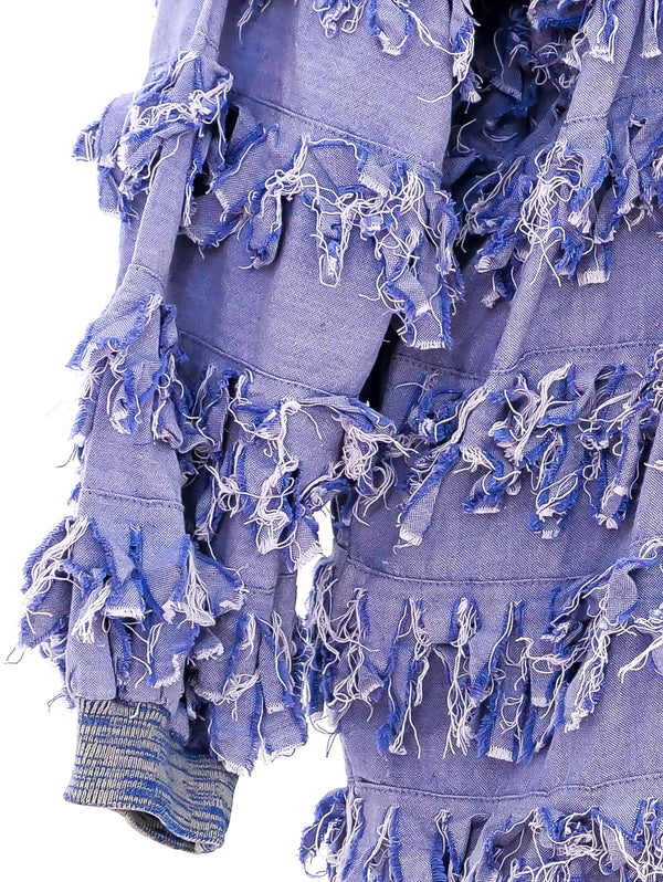 Fringed Chambray Cardigan Style Jacket Jacket arcadeshops.com