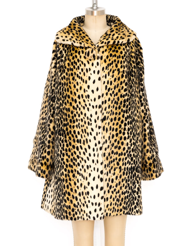 Faux Cheetah Fur Swing Coat Jacket arcadeshops.com