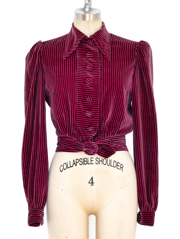 Striped Velvet Cropped Jacket Jacket arcadeshops.com