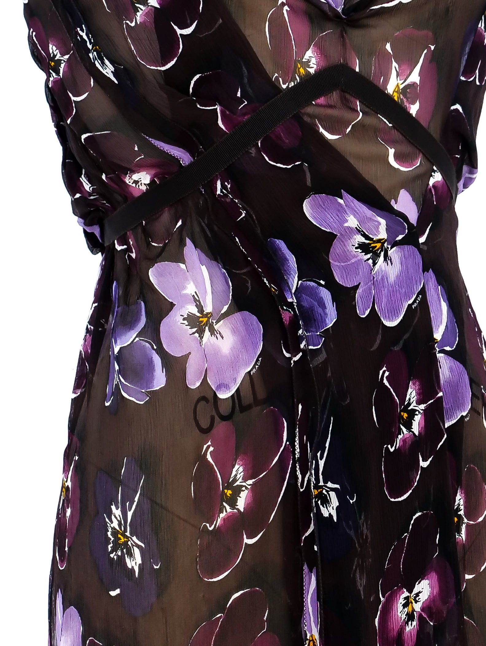 【プラダ・PRADA】Printed chiffon dress Prada Spring 1996 Grapevine Butterfly Floral Appliqe Silk