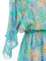 Watercolor Print Silk Chiffon Dress Dress arcadeshops.com