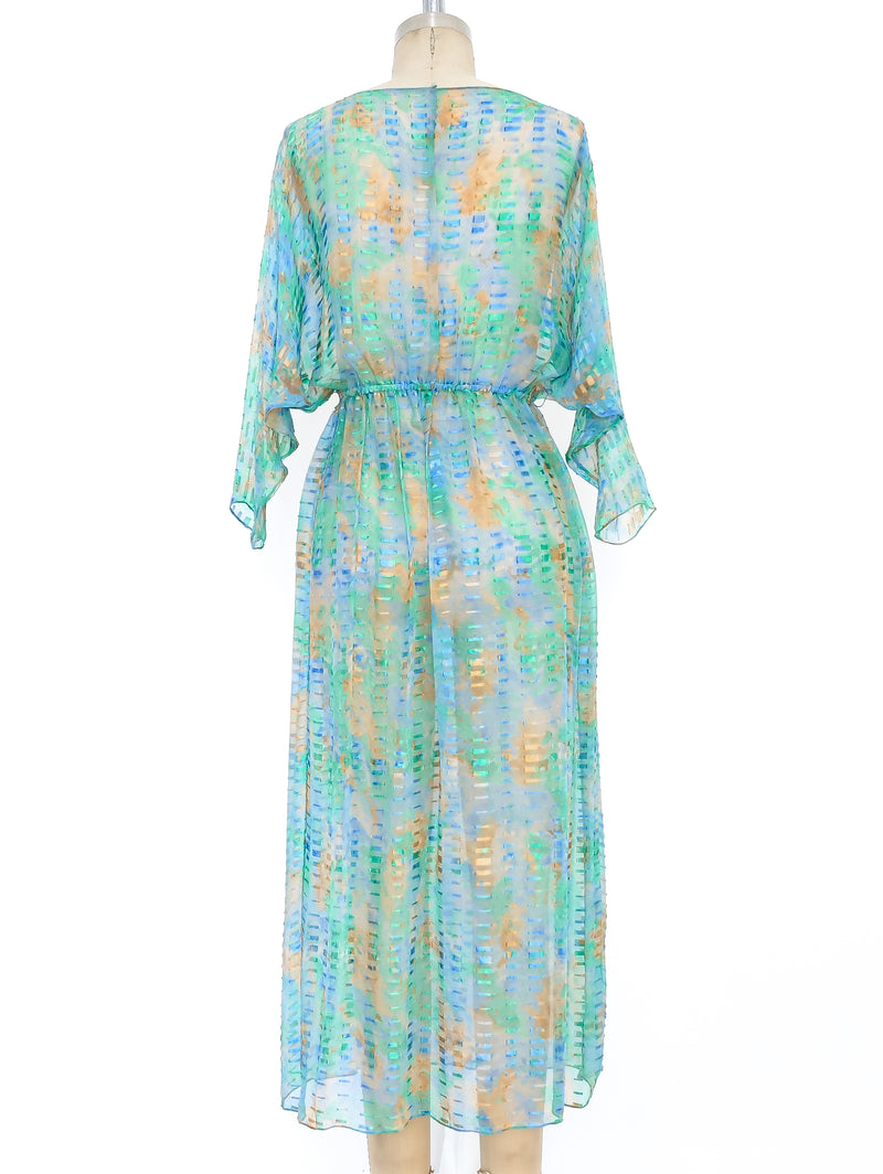 Watercolor Print Silk Chiffon Dress Dress arcadeshops.com