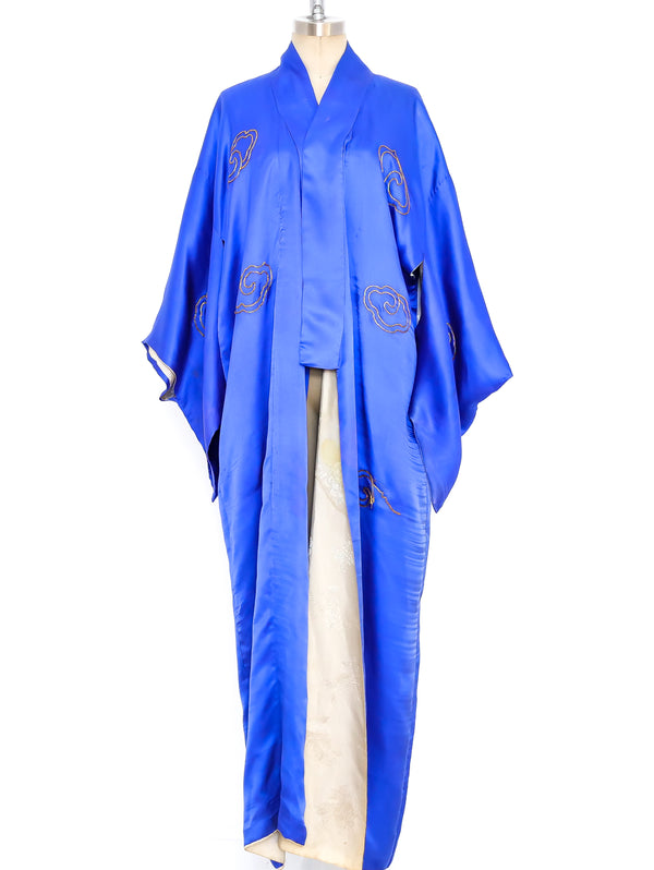Blue Dragon Embroidered Silk Robe Jacket arcadeshops.com