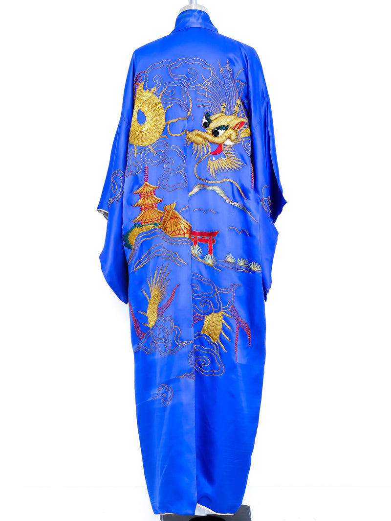 Blue Dragon Embroidered Silk Robe Jacket arcadeshops.com