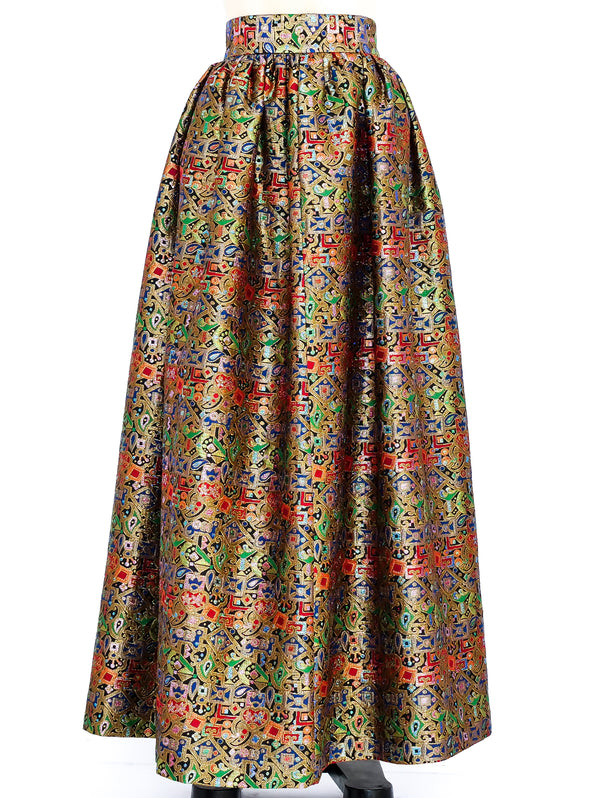 Metallic Brocade Maxi Skirt Bottom arcadeshops.com