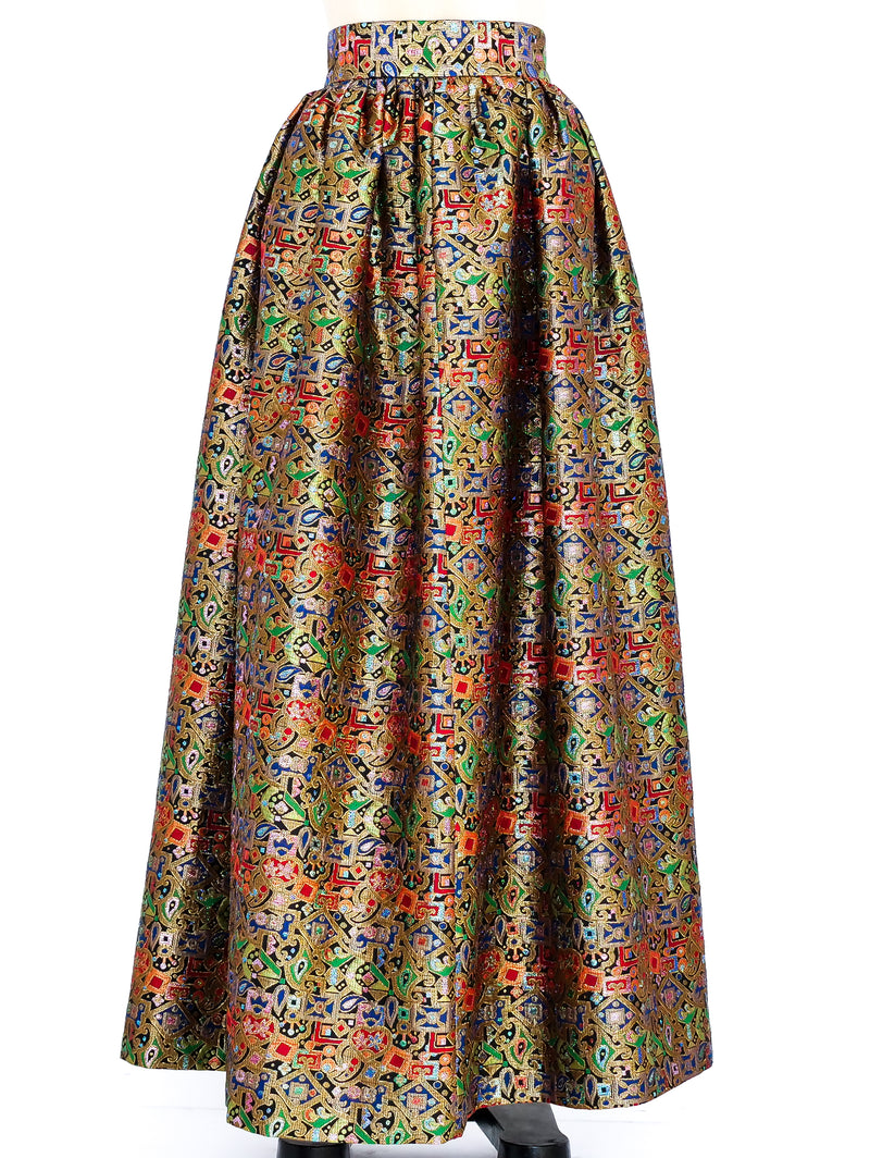 Metallic Brocade Maxi Skirt Bottom arcadeshops.com