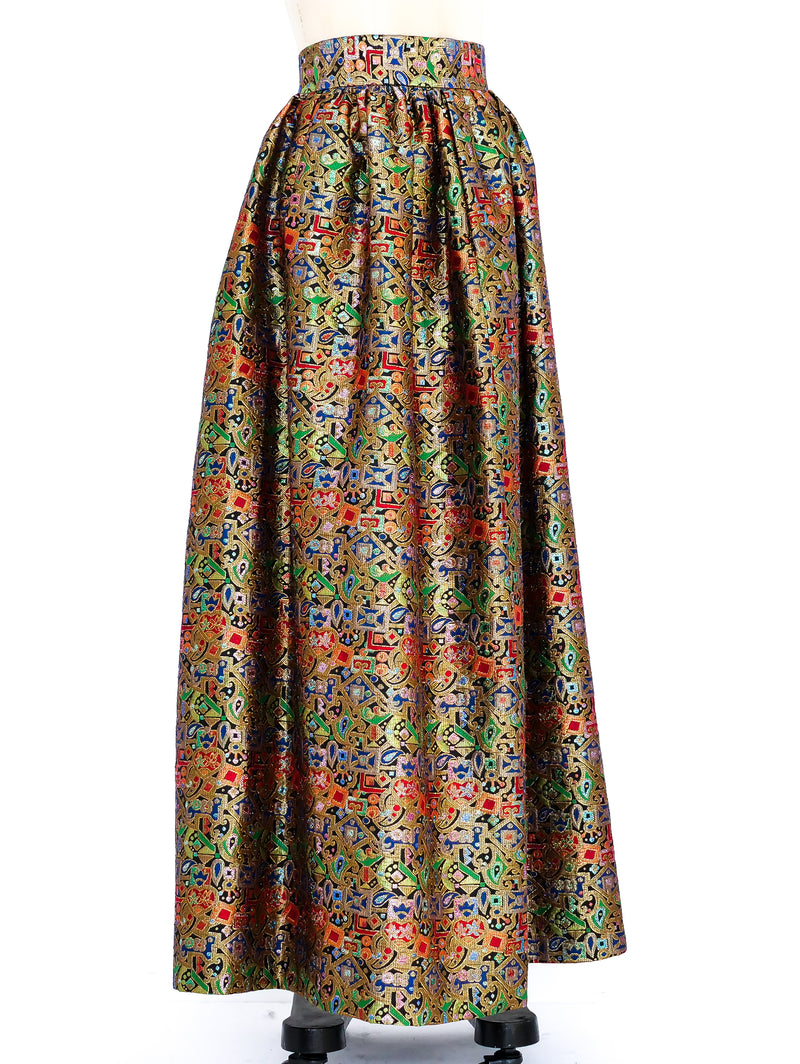 Metallic Brocade Maxi Skirt Bottom arcadeshops.com