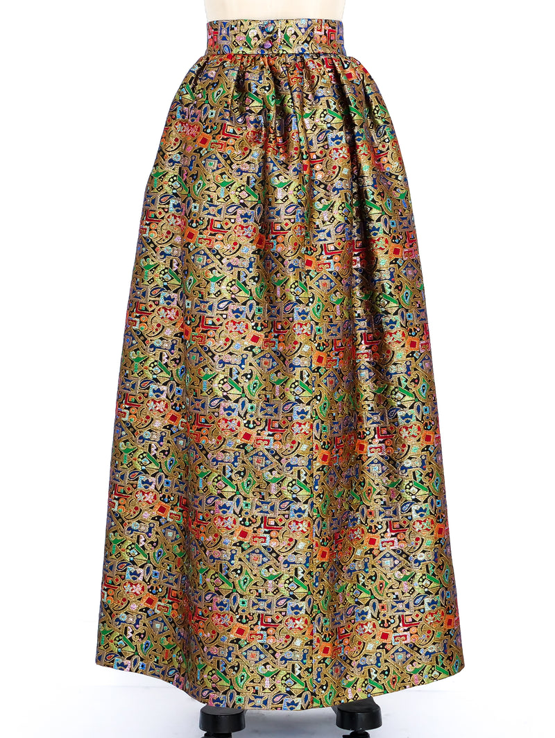 Metallic Brocade Maxi Skirt Bottom arcadeshops.com