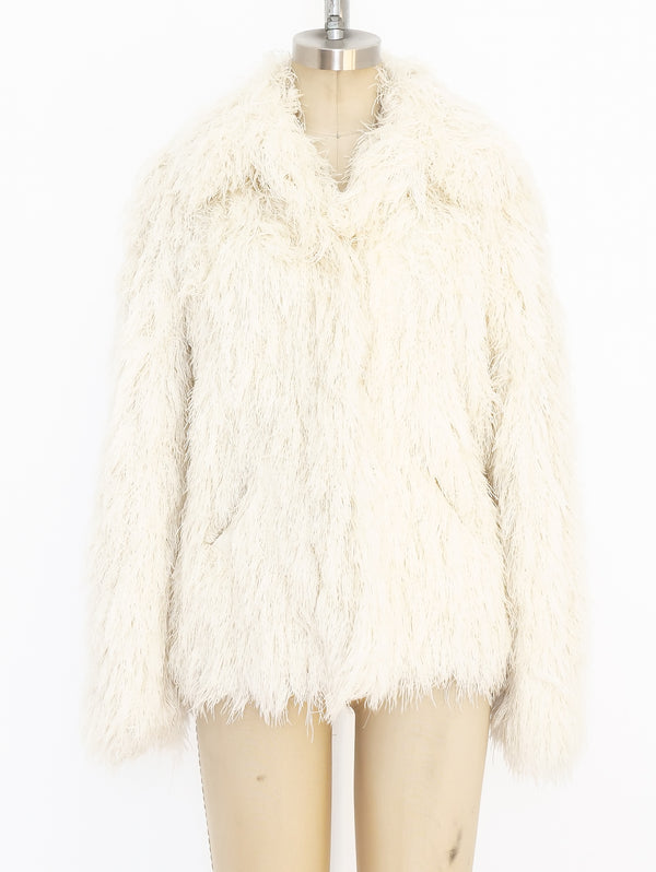 Ivory Yarn Shag Jacket Jacket arcadeshops.com