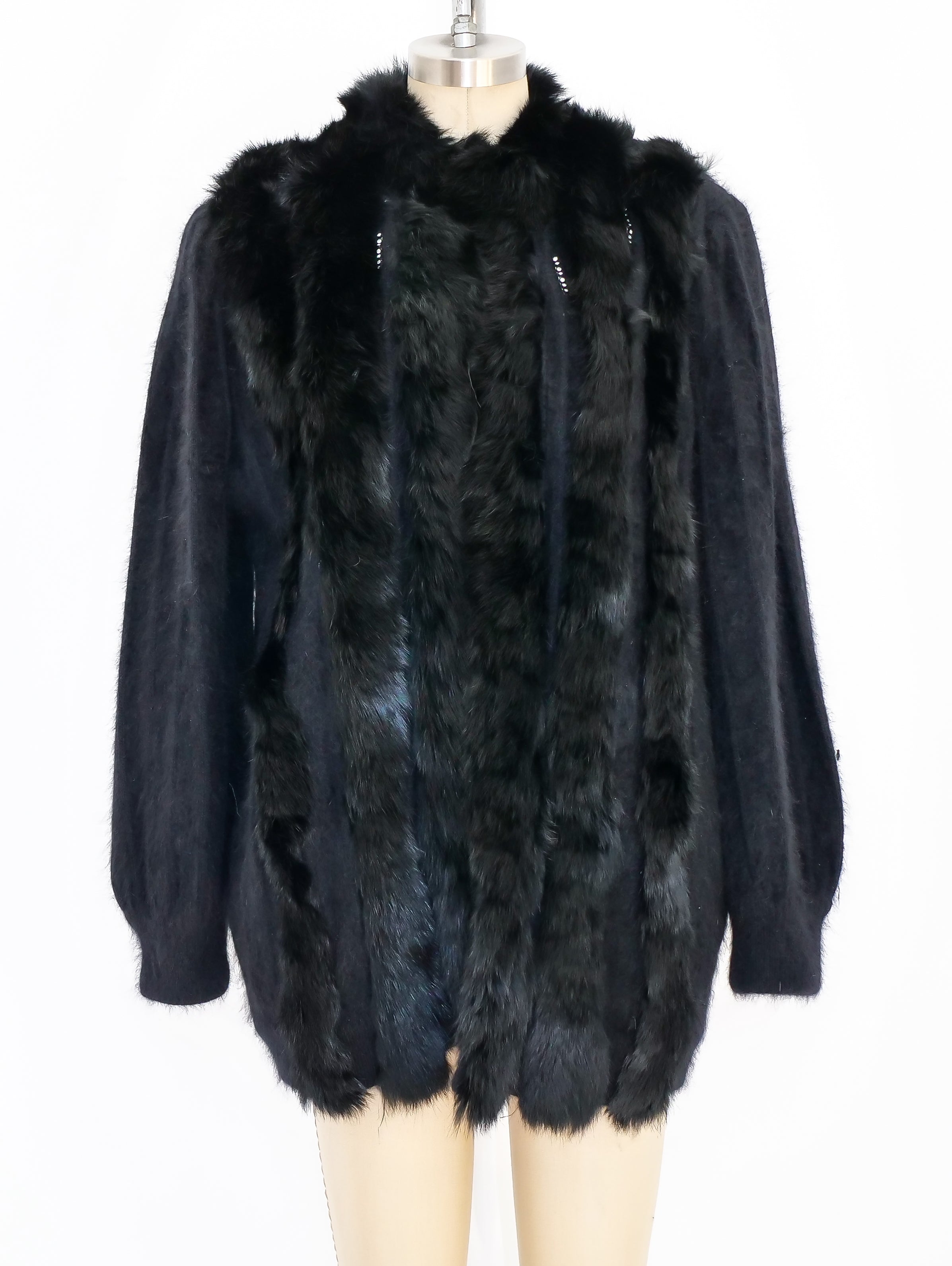 Black Angora and Rabbit Fur Sweater