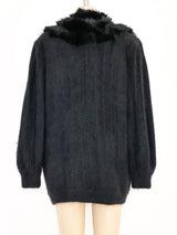 Black Angora and Rabbit Fur Sweater Jacket arcadeshops.com