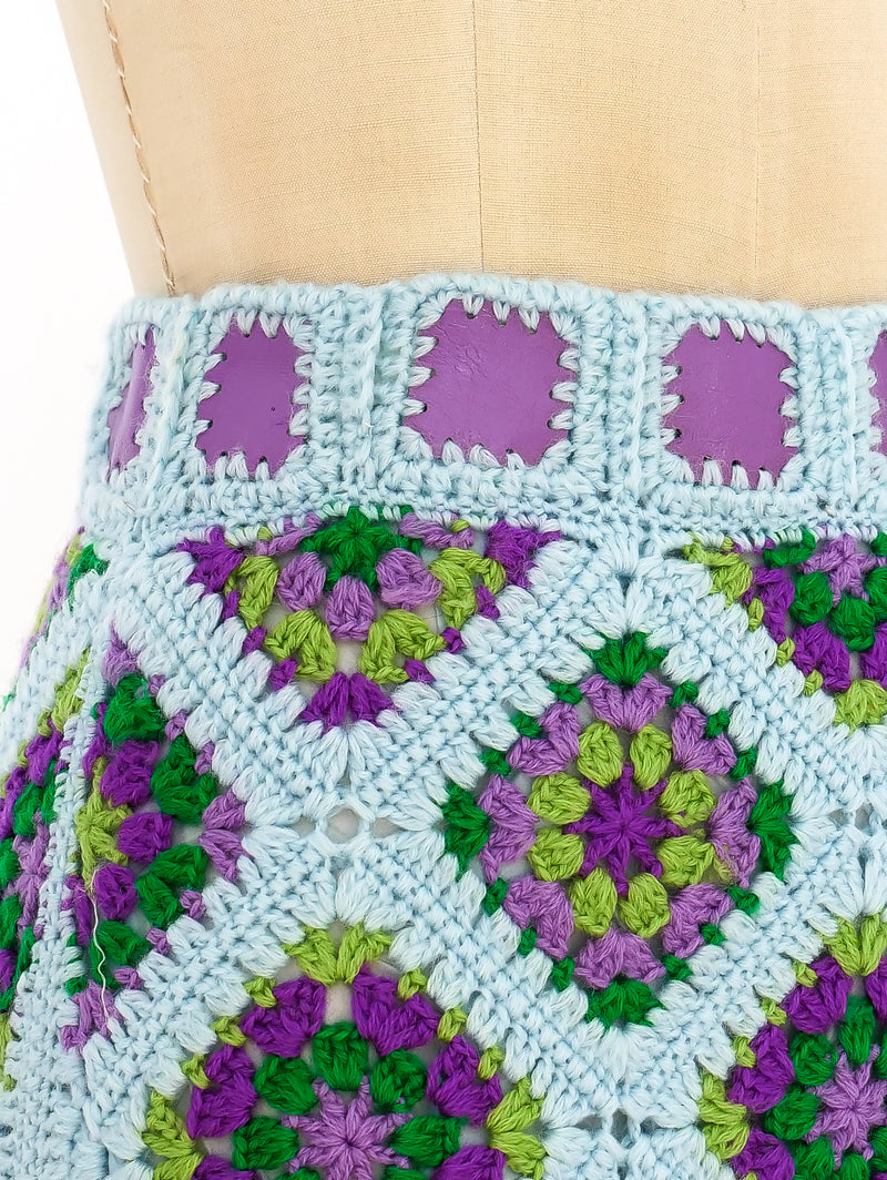 Multicolor Granny Square Crochet Skirt Skirt arcadeshops.com