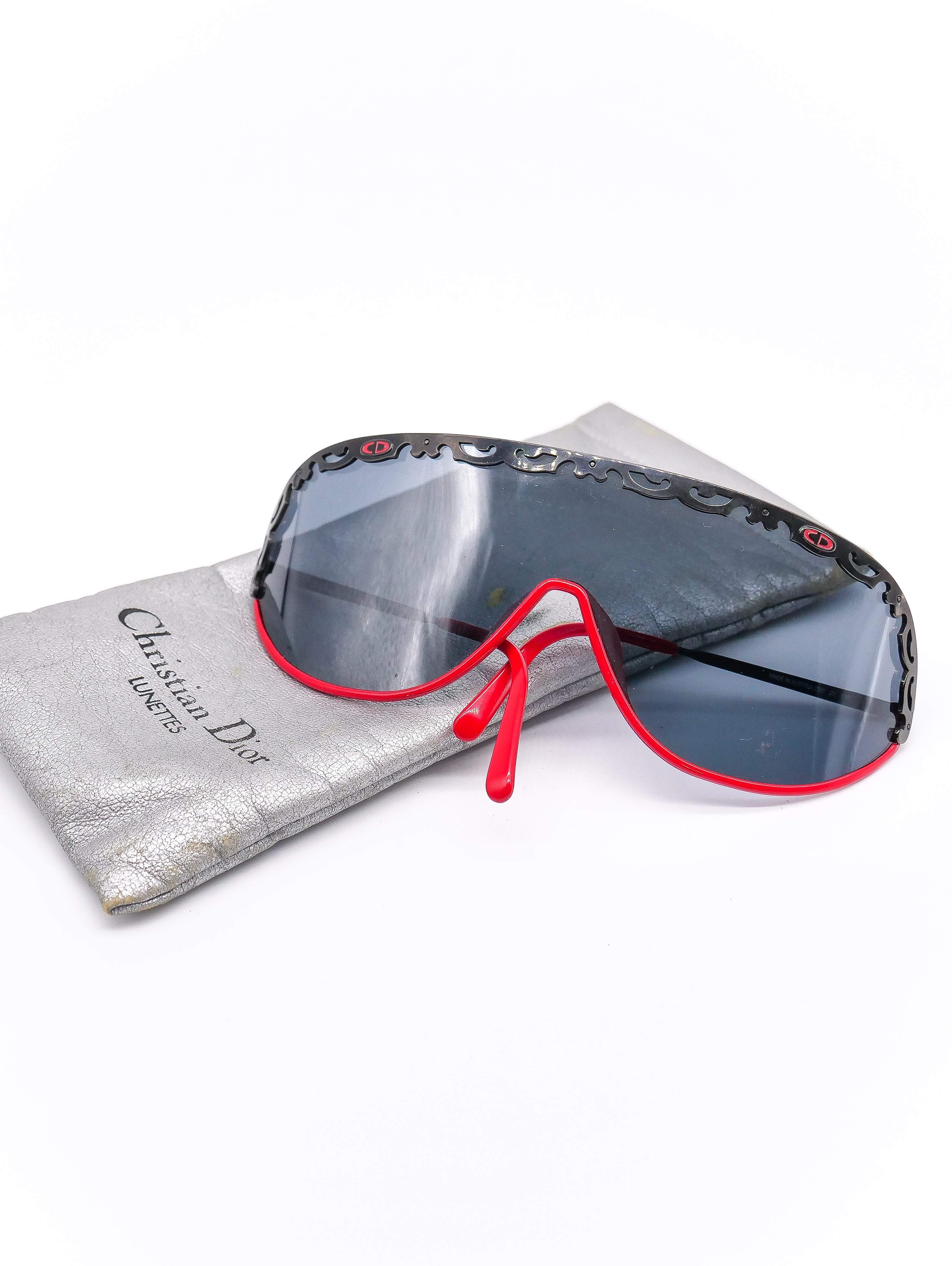 Christian Dior Red Framed Shield Sunglasses
