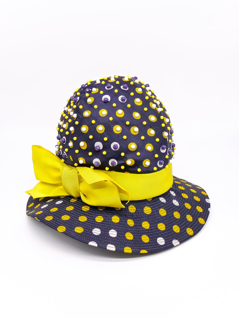 1960's Bead Embellished Polka Dot Hat Accessory arcadeshops.com