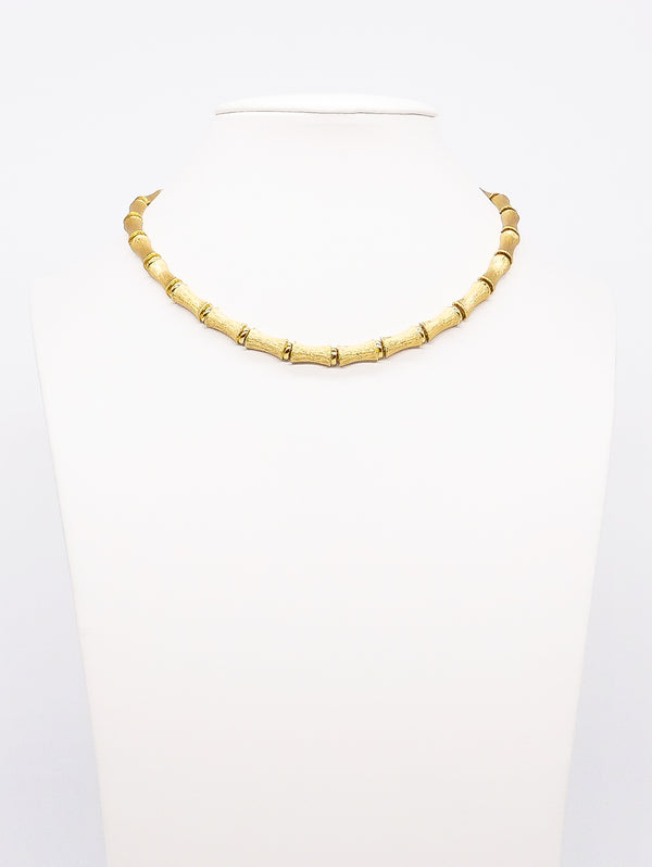 Goldtone Bamboo Link Choker Necklace Jewelry arcadeshops.com