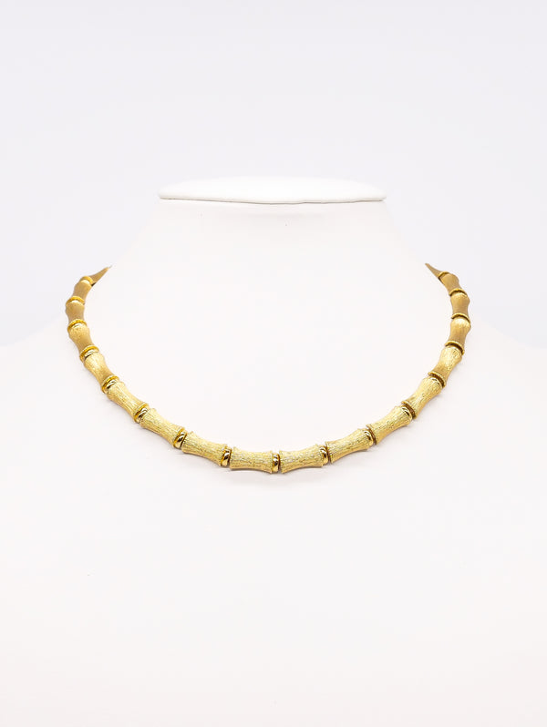 Goldtone Bamboo Link Choker Necklace Jewelry arcadeshops.com