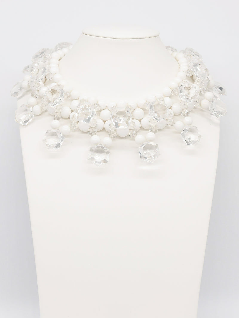 1960's Ice Cube Crystal Beaded Collar Necklace Jewelry arcadeshops.com