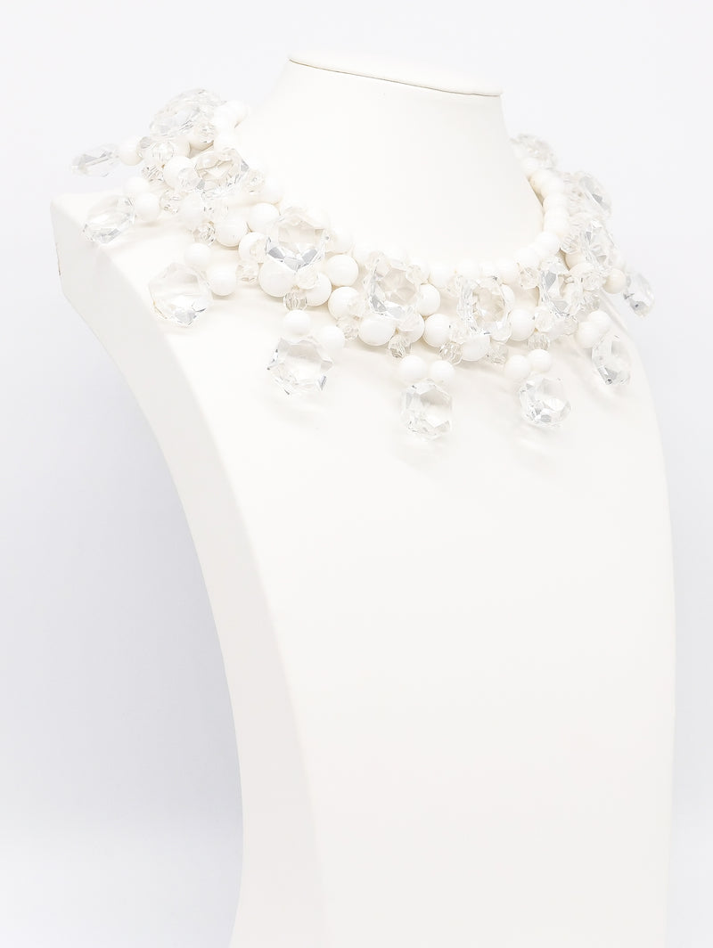 1960's Ice Cube Crystal Beaded Collar Necklace Jewelry arcadeshops.com