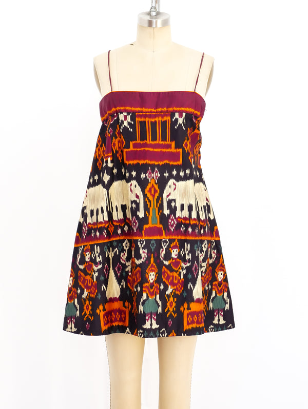 Anne Klein Elephant Ikat Print Mini Dress Dress arcadeshops.com