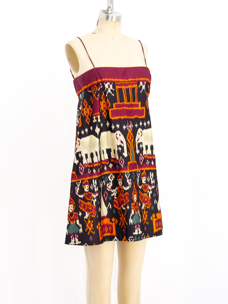 Anne Klein Elephant Ikat Print Mini Dress Dress arcadeshops.com