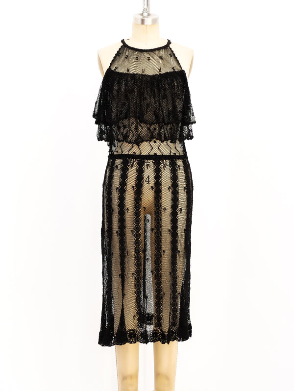Black Hand Crochet Sleeveless Dress Dress arcadeshops.com