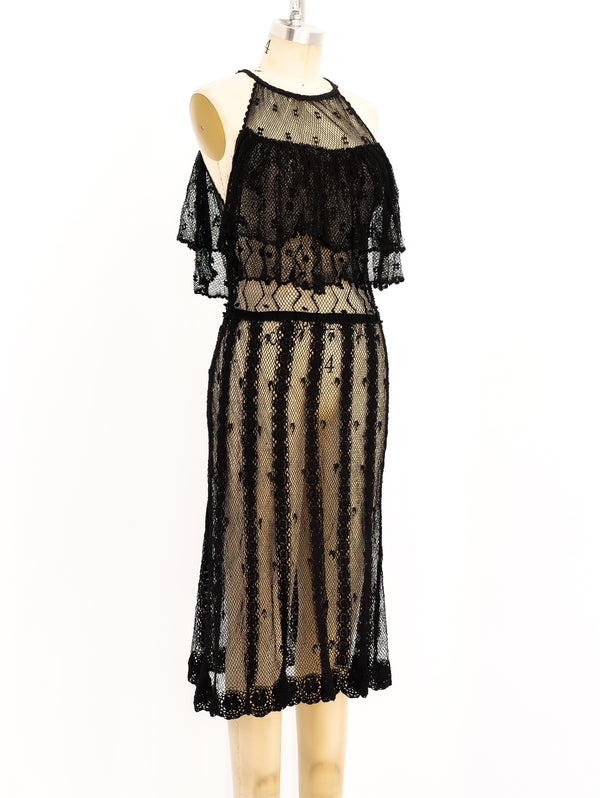 Black Hand Crochet Sleeveless Dress Dress arcadeshops.com