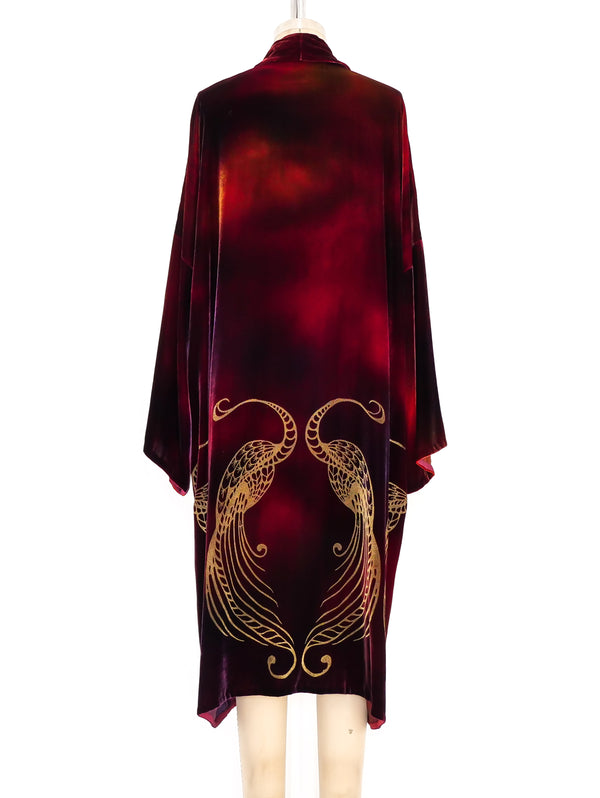 Patricia Lester Painted Peacock Velvet Duster Jacket arcadeshops.com