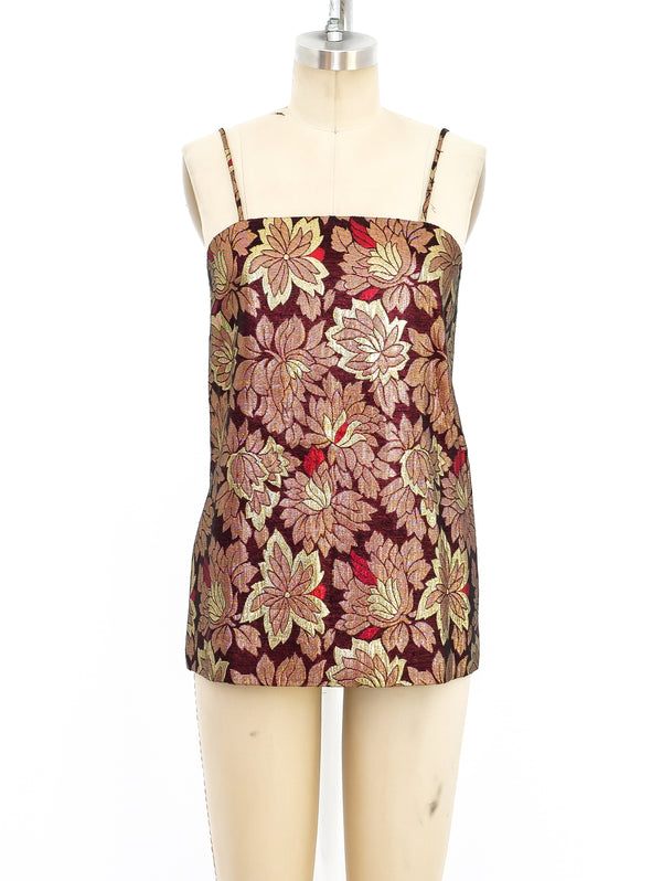 Adolfo Metallic Floral Brocade Tank Top arcadeshops.com