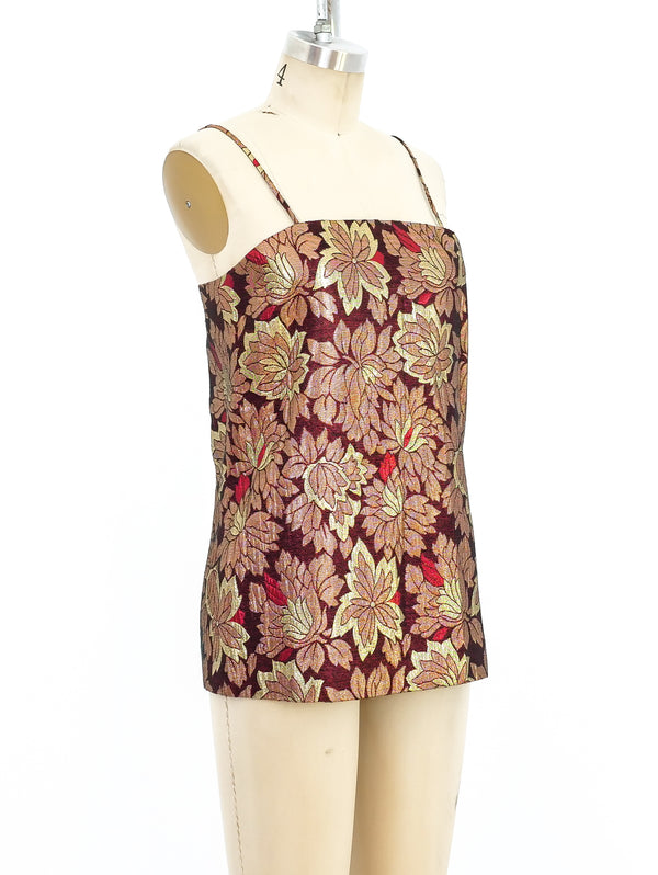Adolfo Metallic Floral Brocade Tank Top arcadeshops.com