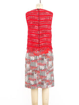 Bottega Veneta Painted Silk Dress with Crochet Overlay Dress arcadeshops.com