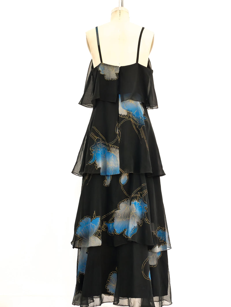 Floral Chiffon Tiered Maxi Dress Dress arcadeshops.com