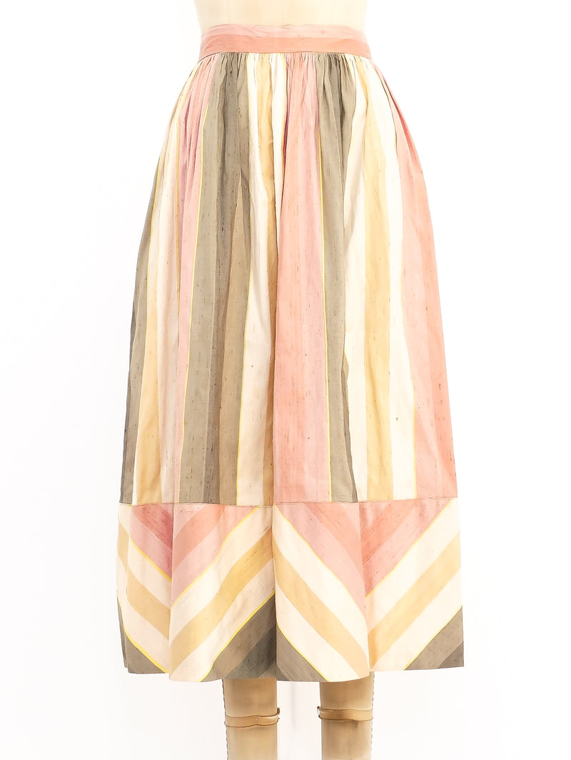 Rizkallah Raw Silk Striped Skirt Bottom arcadeshops.com