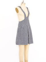 1960's Gingham Overall Mini Dress Dress arcadeshops.com