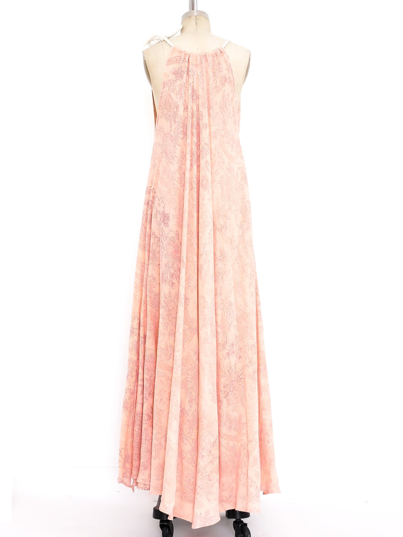 Bird Printed Pink Sleeveless Caftan Dress arcadeshops.com